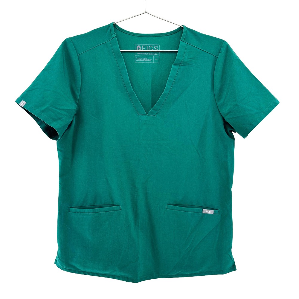 FIGS Women's Casma Three Pocket V-Neck Scrub Top •‎ Medium • forest green